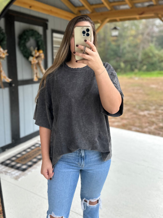 Zenana Acid Wash Oversized Tee