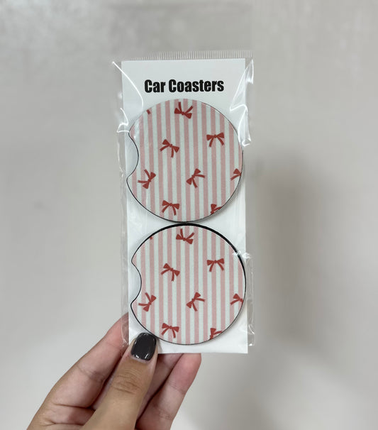 Bows & Stripes Car Coasters