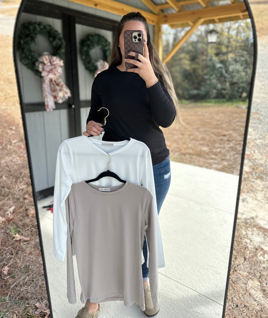 Zenana Basic Soft Long Sleeve-3 Color Options