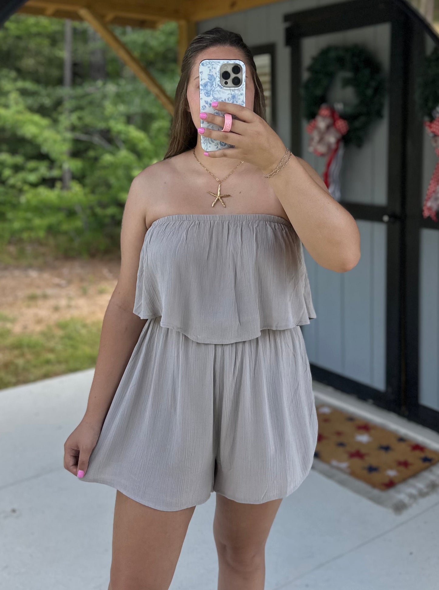 Ash Mocha Strapless Romper