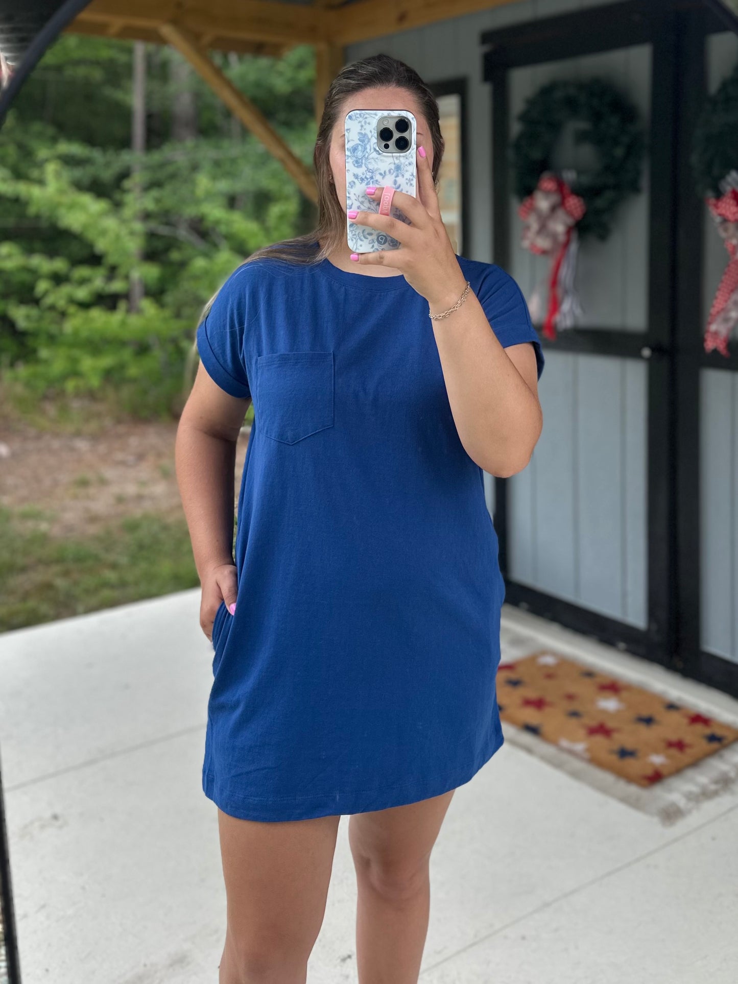 Navy Pocket T-Shirt Dress