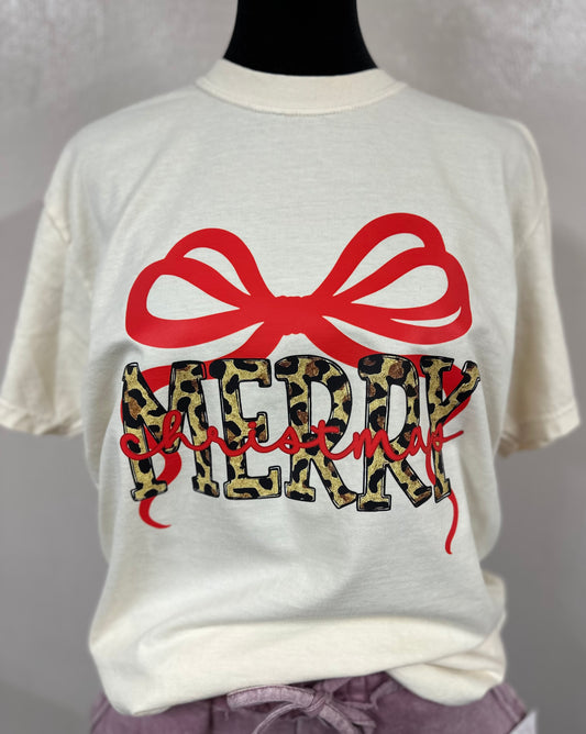 Leopard Merry Christmas Short Sleeve