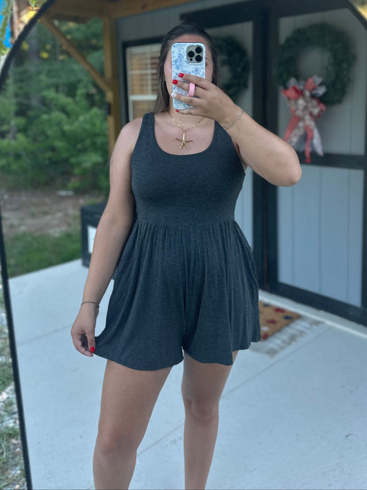 Charcoal Double Layered Tank Romper
