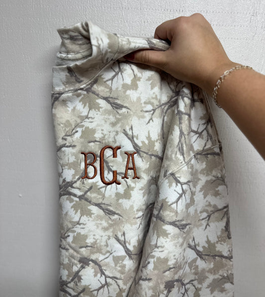 Embroidered White Camo Sweatshirt
