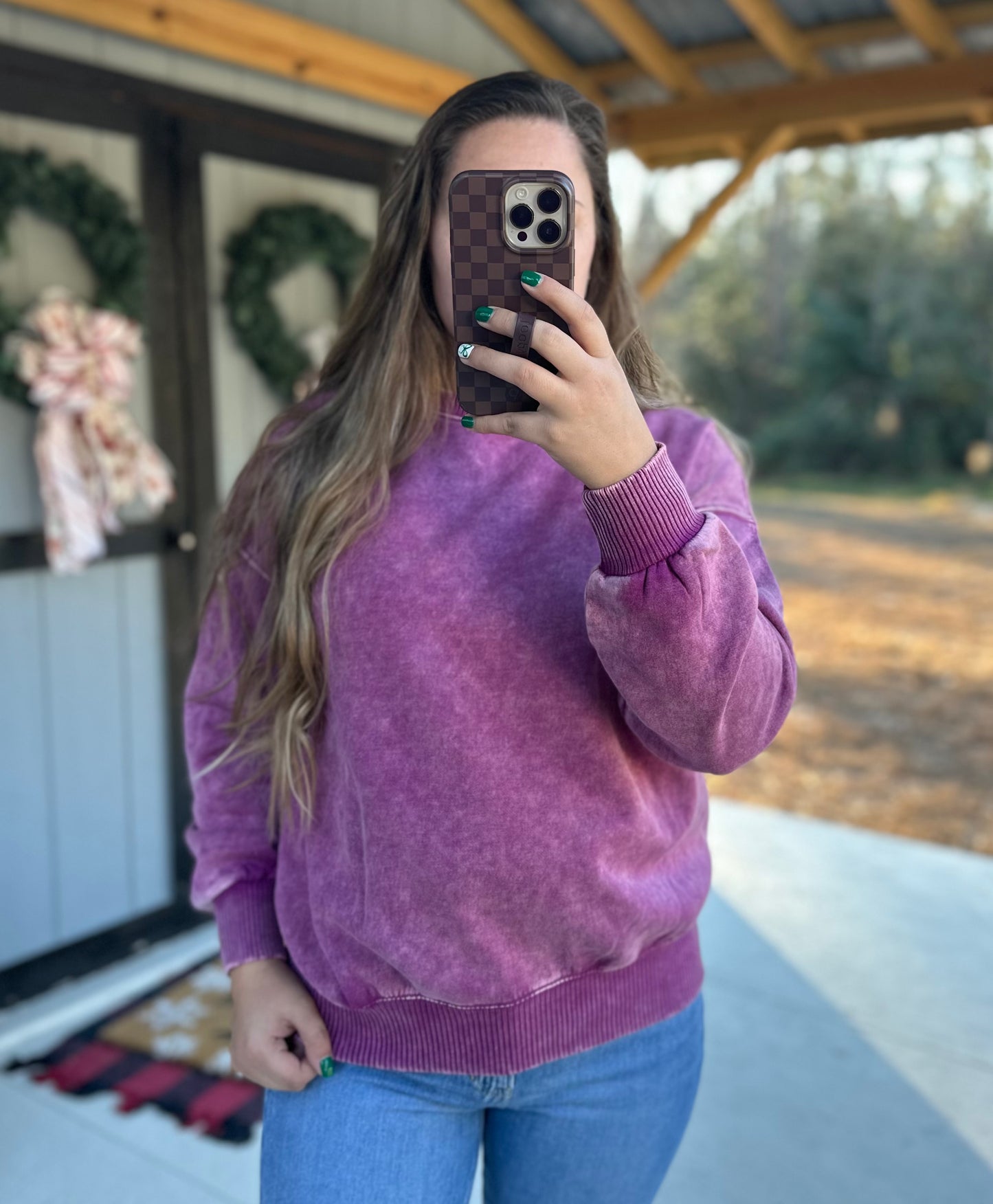 Light Plum Acid Wash Pullover