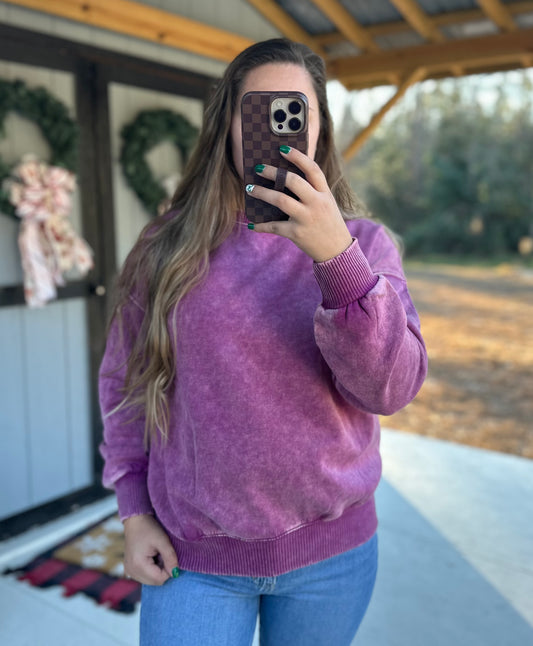 Zenana Acid Wash Pullover