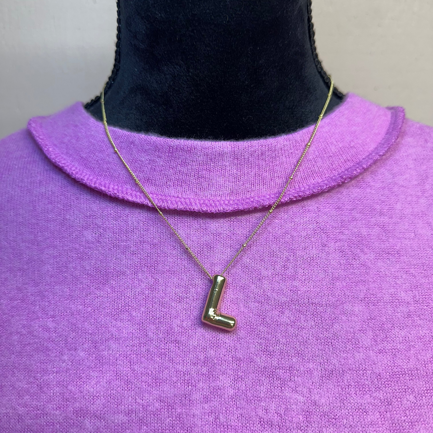 Gold Bubble Letter Necklace
