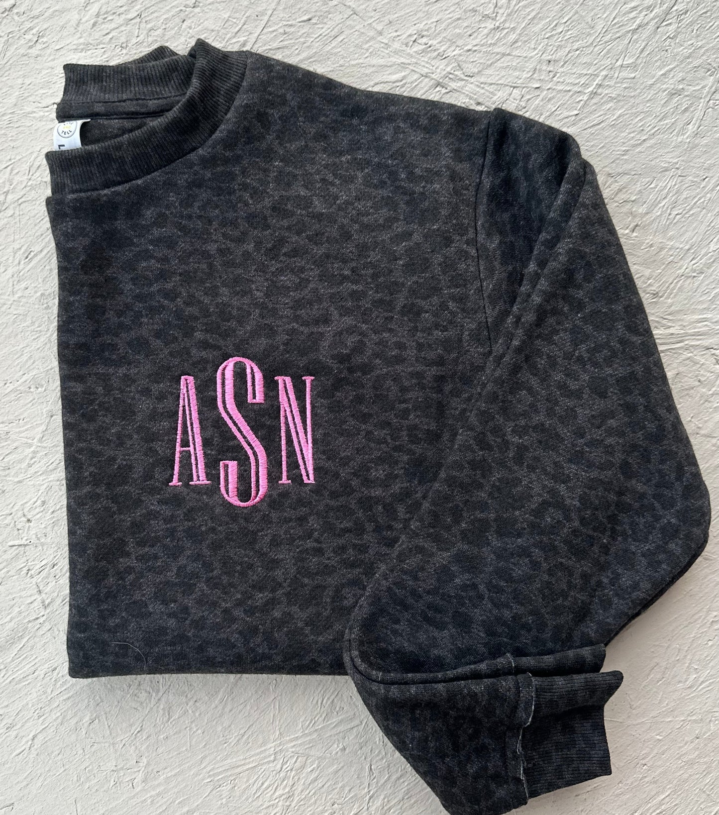 Embroidered Monogram Leopard Sweatshirt