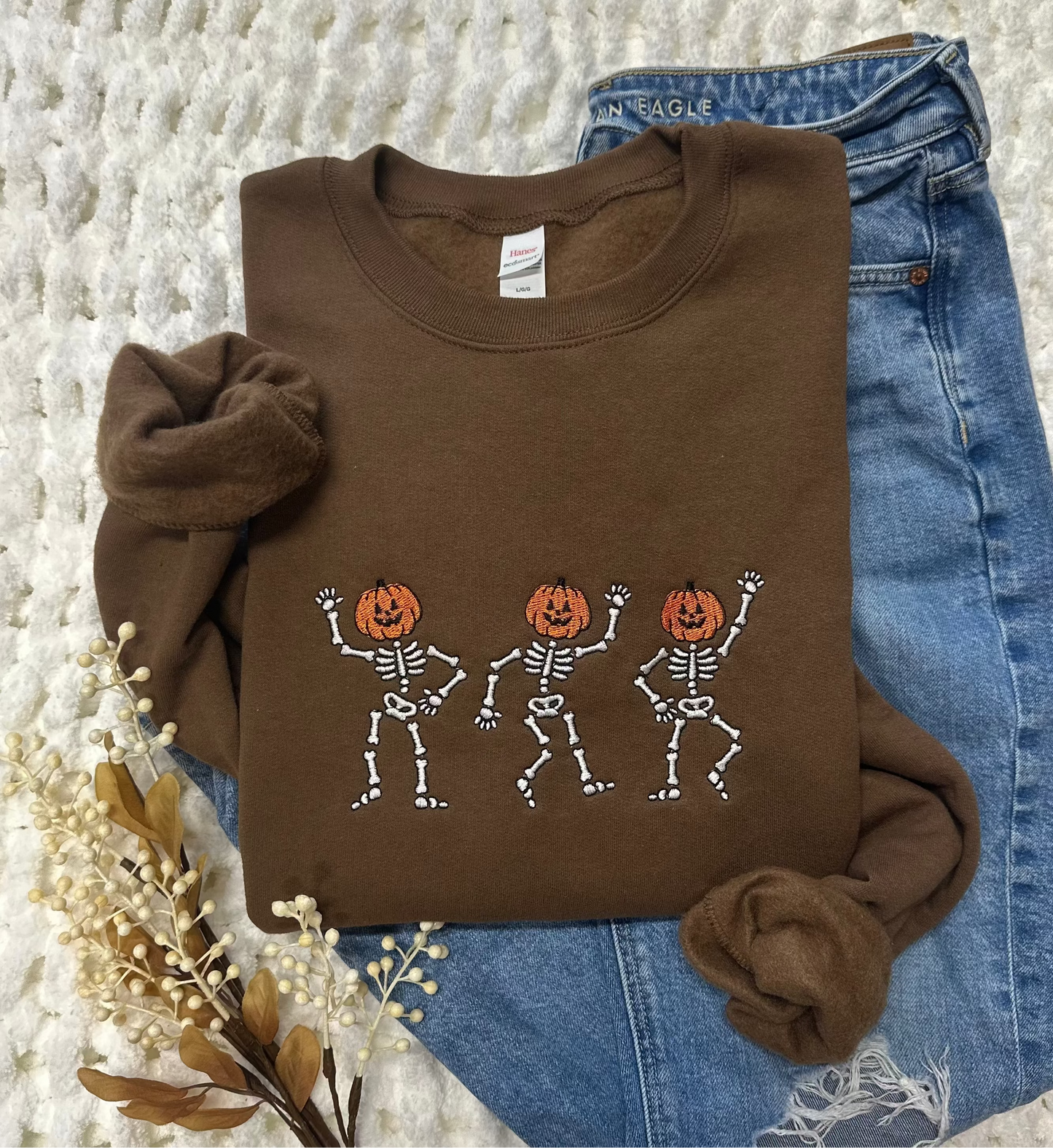 Embroidered Dancing Skeletons Sweatshirt