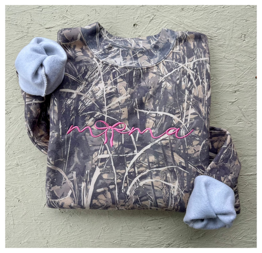 Embroidered Mama Dark Camo Sweatshirt