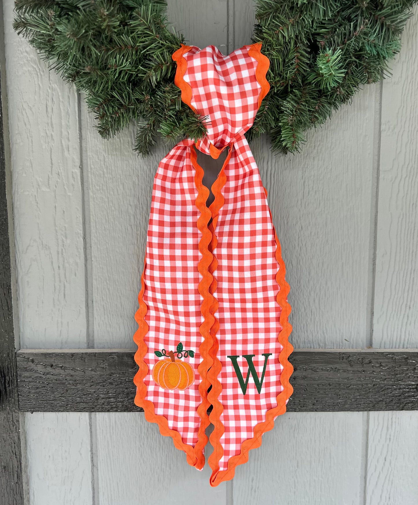 Embroidered Pumpkin Wreath Sash