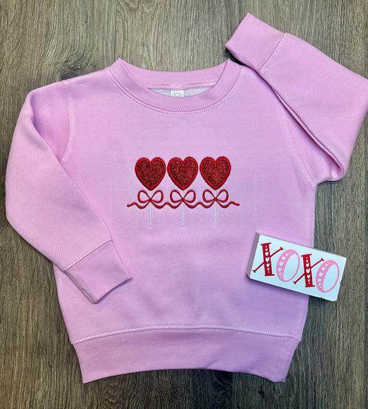 Embroidered Glitter Heart Sucker Sweatshirt