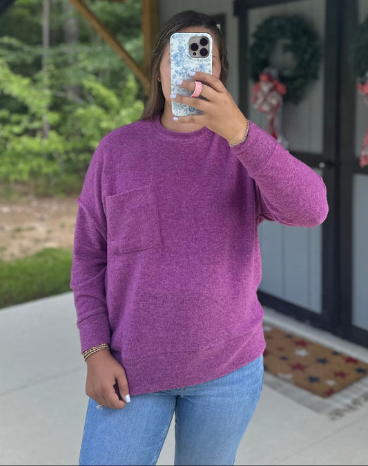 Light Plum Drop Shoulder Oversized Sweater
