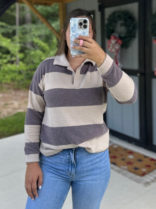 Pyrite Striped Collared Sweater