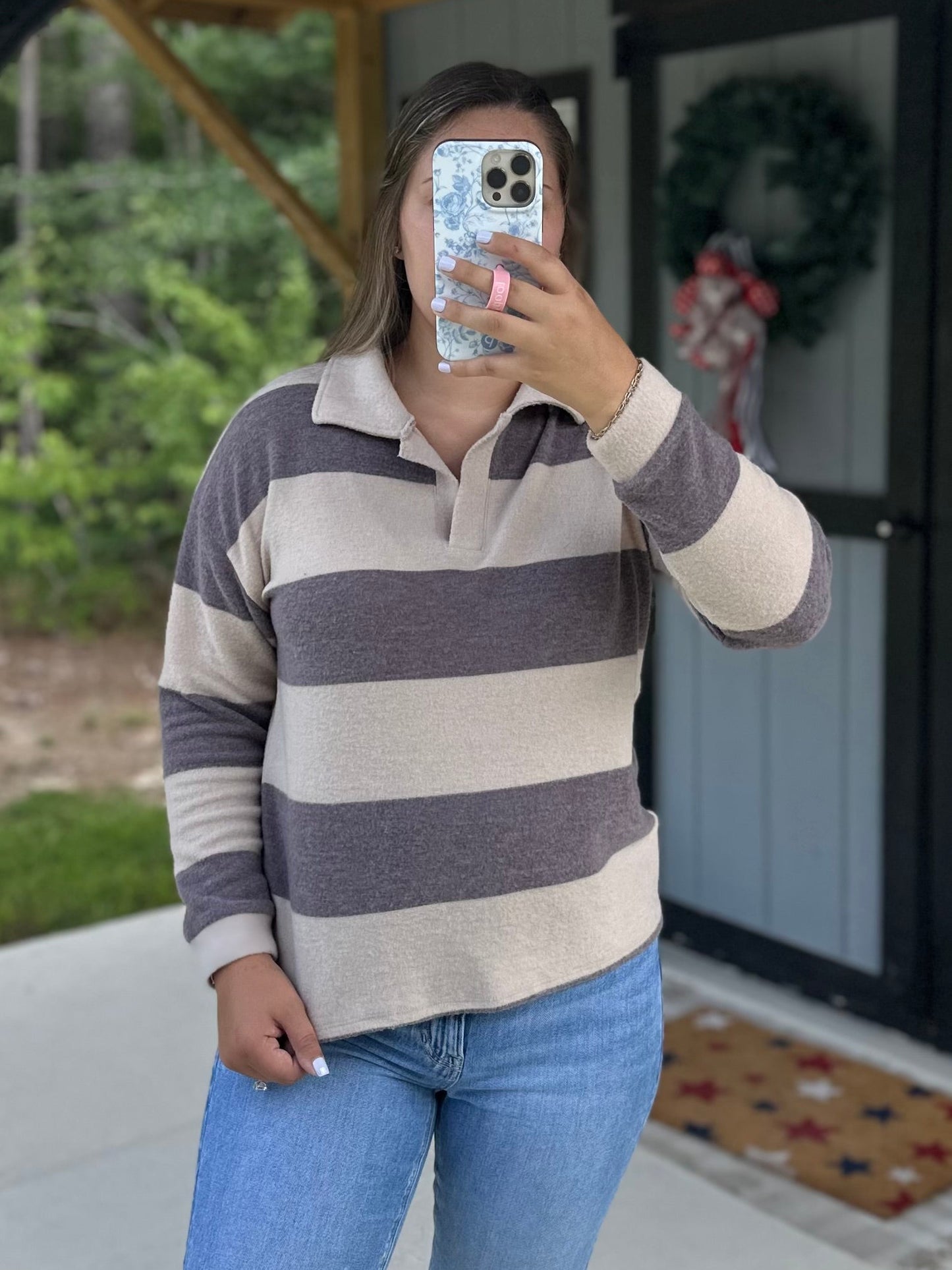 Pyrite Striped Collared Sweater