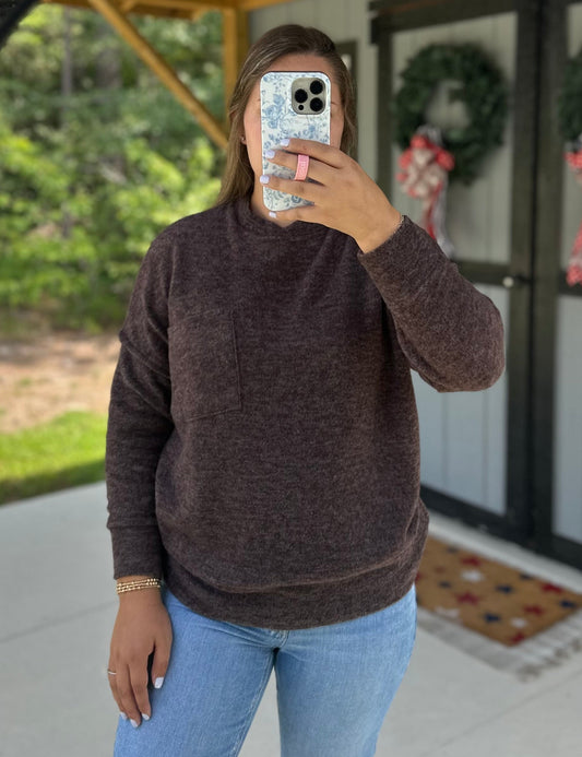 Dark Brown Drop Shoulder Oversized Sweater