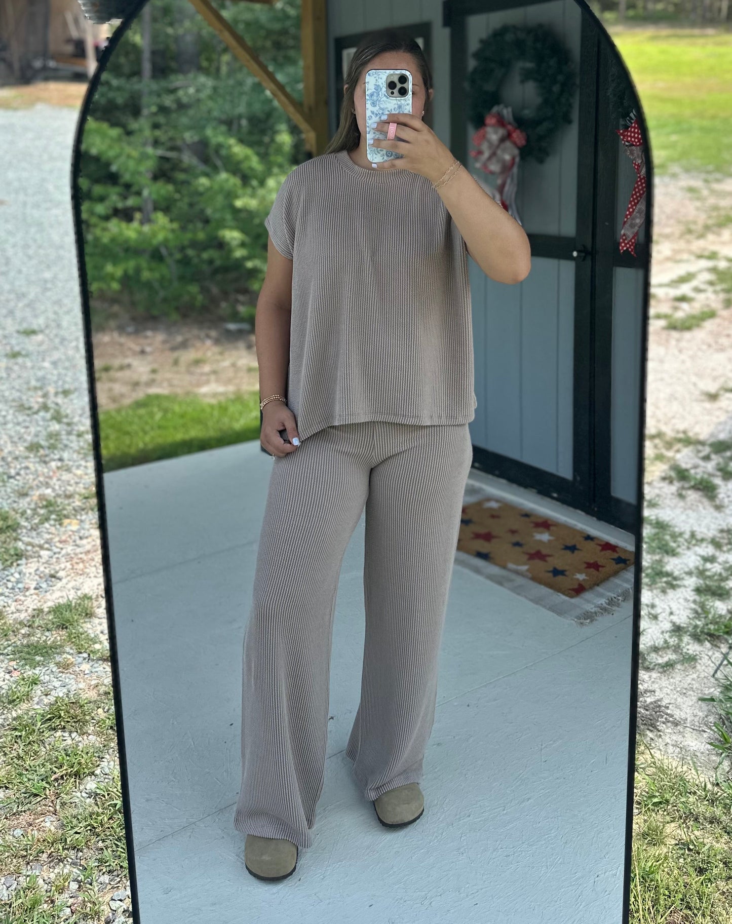 Cocoa Relaxed Raised Rib Top & Pants Set