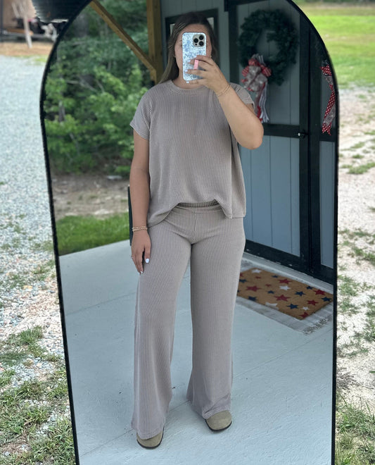 Cocoa Relaxed Raised Rib Top & Pants Set