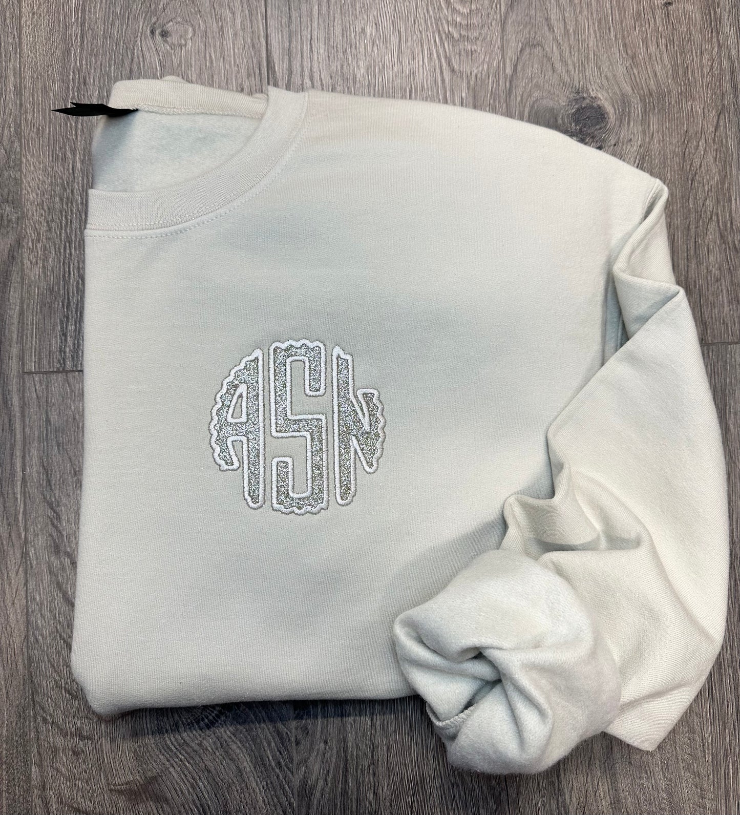 Embroidered Glitter Monogram Sweatshirt