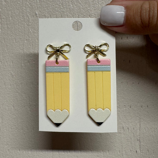 Bow & Pencil Earrings