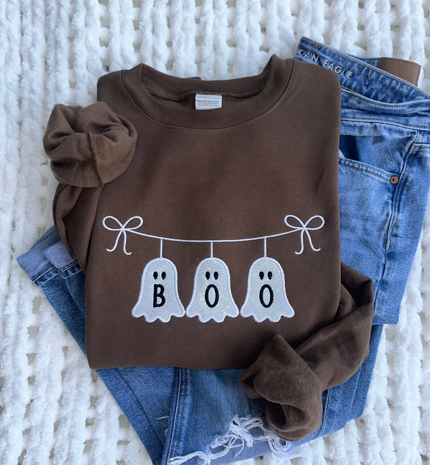 Embroidered Glitter Ghost Sweatshirt