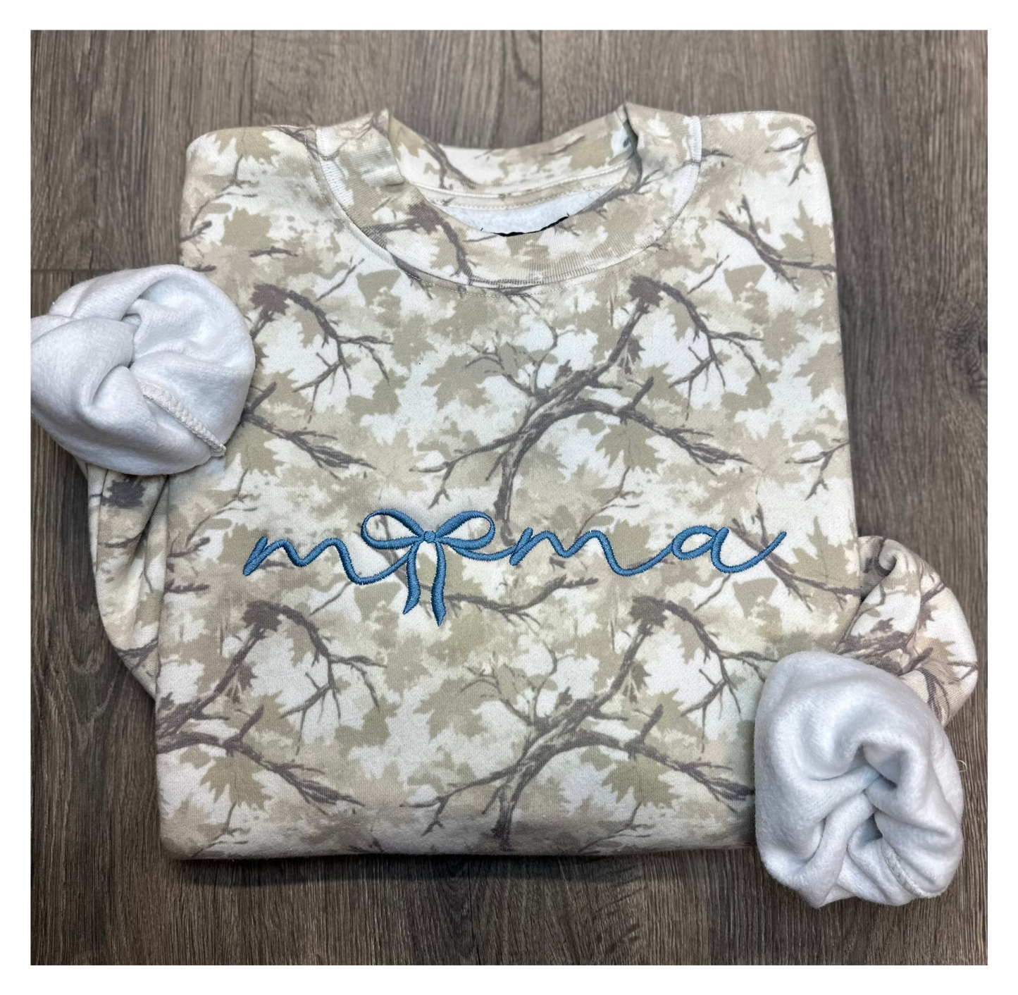 Embroidered Mama White Camo Sweatshirt