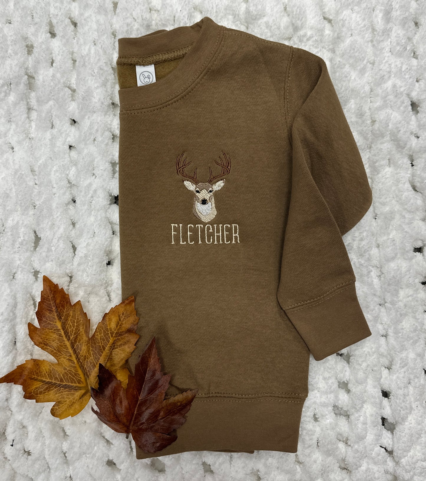 Embroidered Deer + Name Sweatshirt
