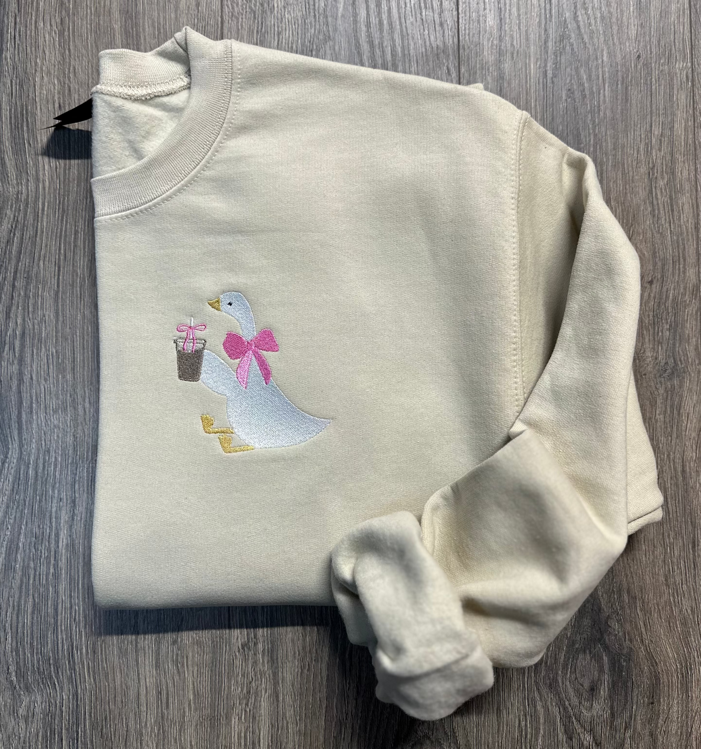 Embroidered Goose & Coffee Sweatshirt