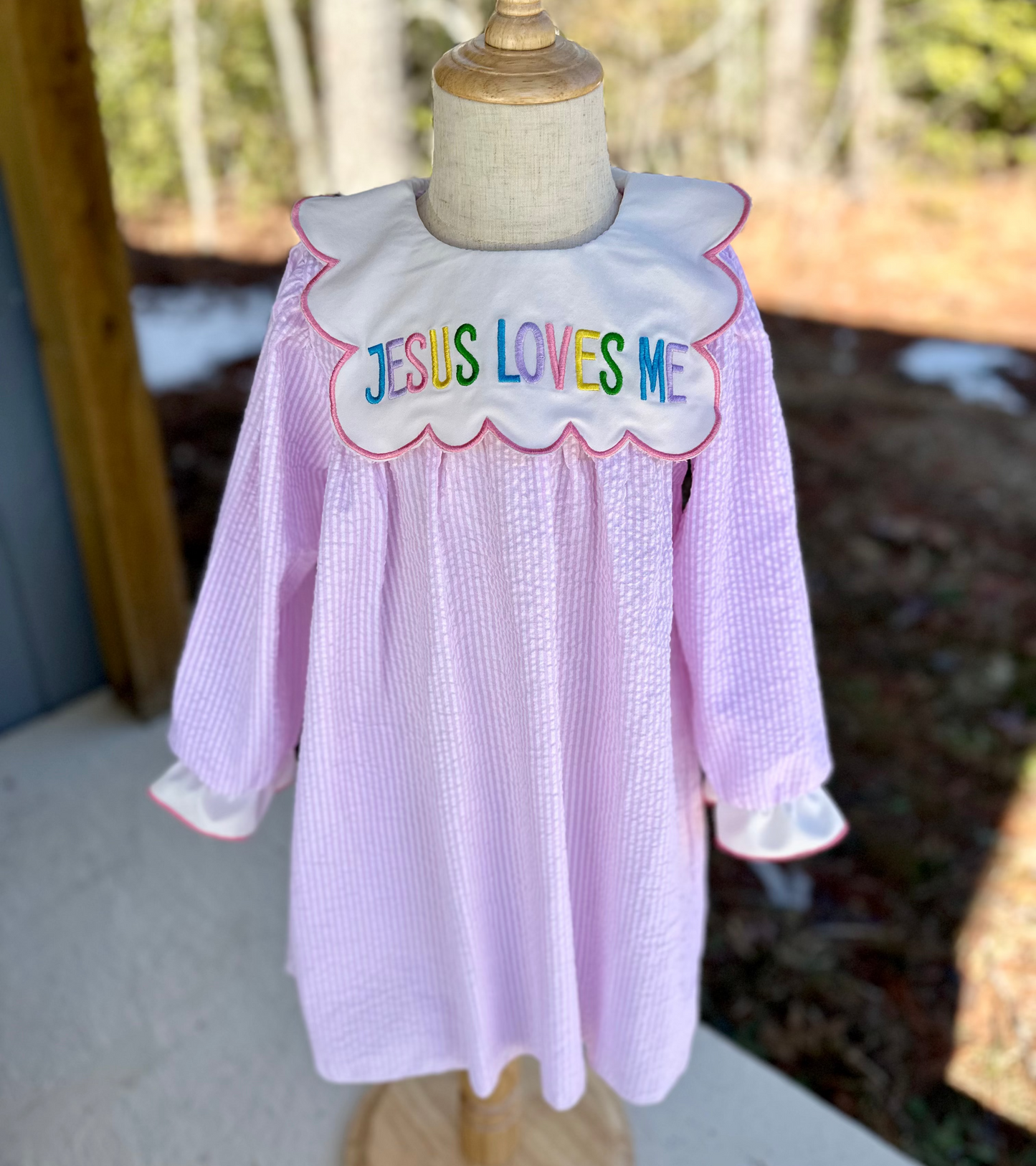 Jesus Loves Me Seersucker Dress
