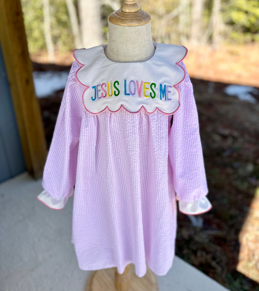 Jesus Loves Me Seersucker Dress