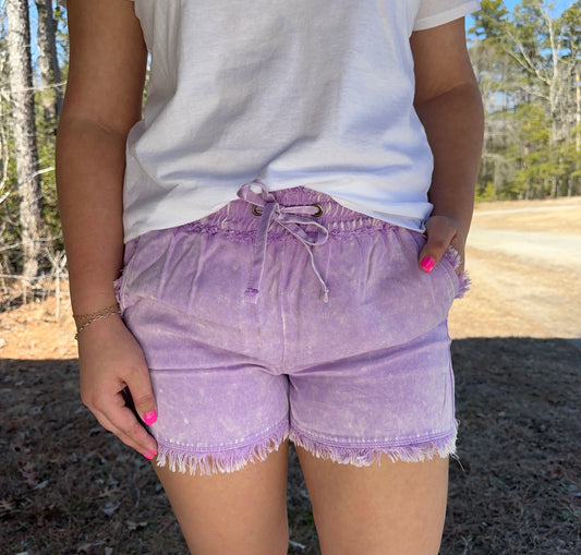 Lavender Tencel Mineral Washed Shorts