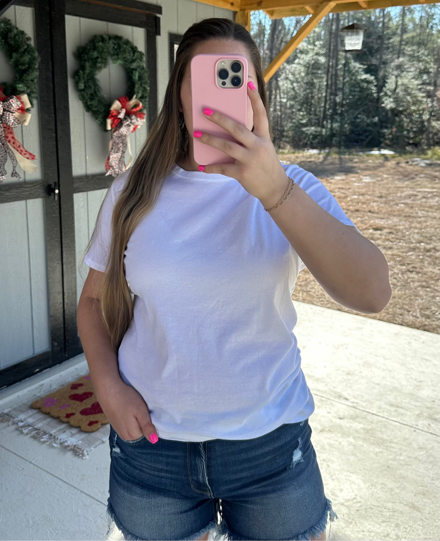 White Round Neck Boyfriend Tee