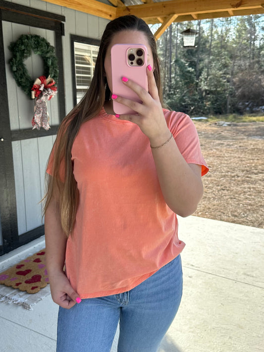 Coral Acid Wash Tee