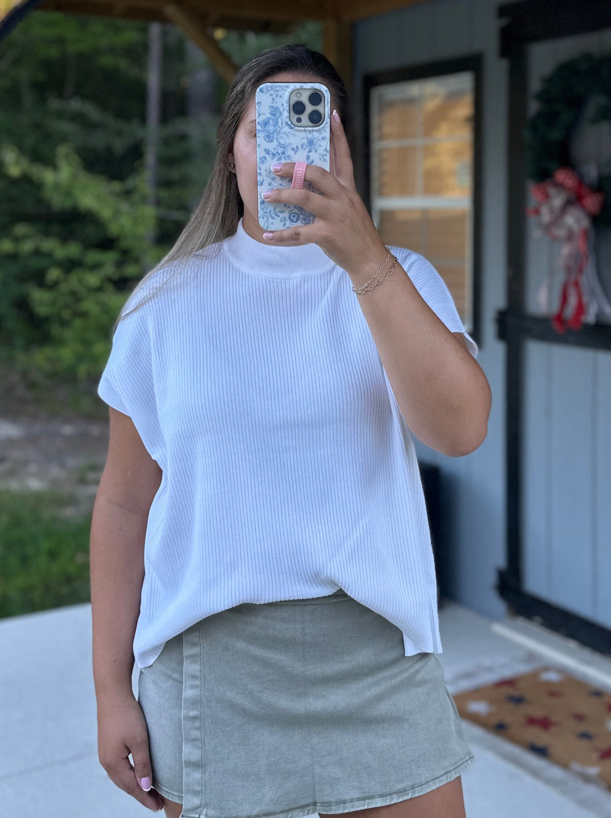 White Mock Neck Boxy Sweater