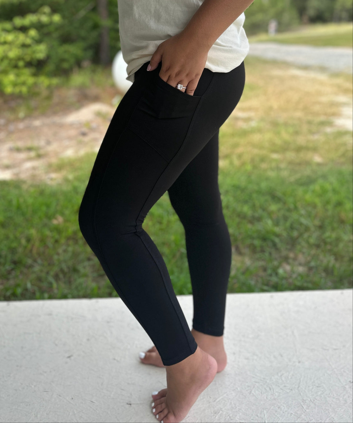 Black Pocket Wide Waistband Leggings
