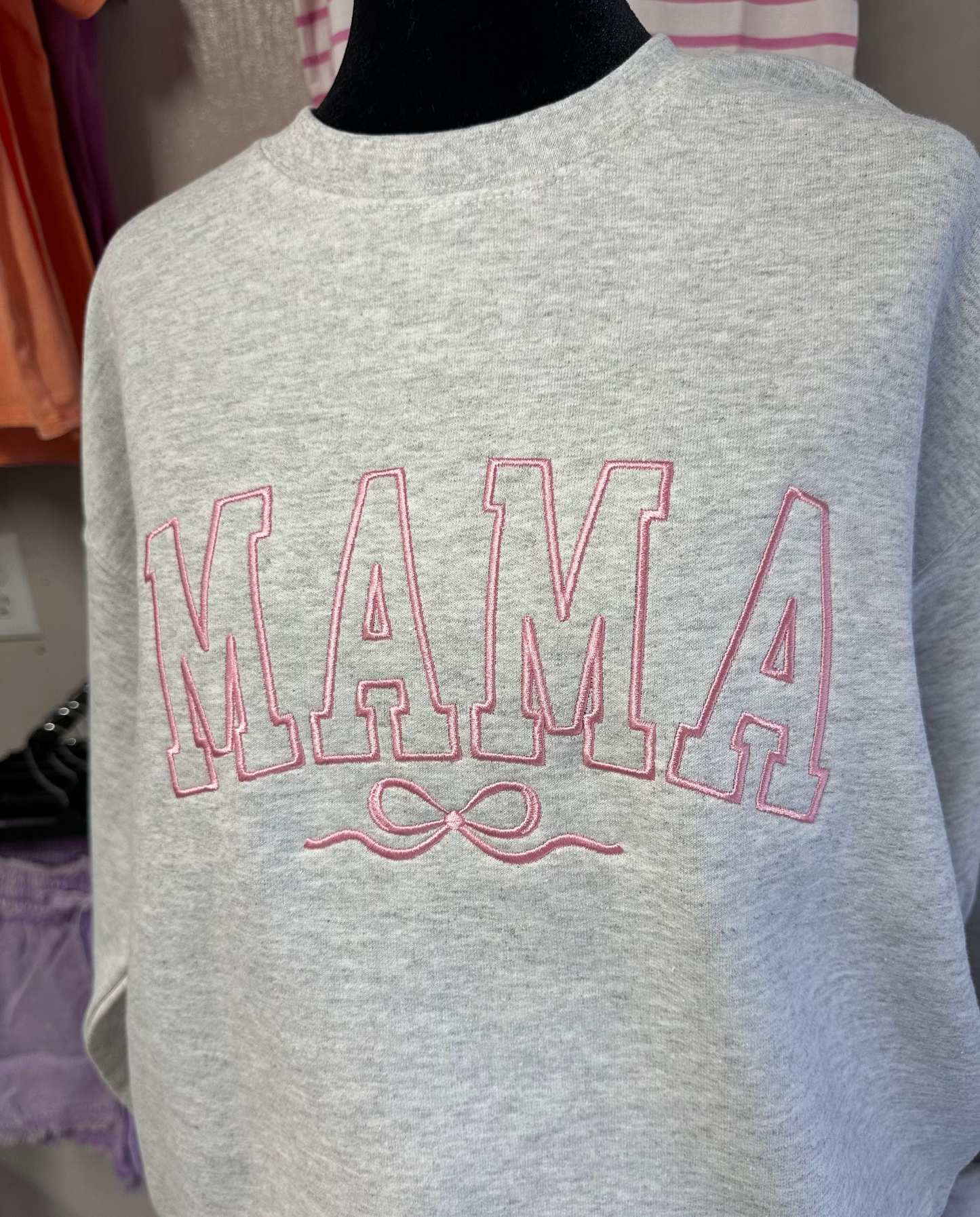 Embroidered Mama & Bow Sweatshirt