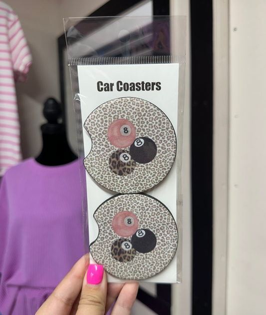 Leopard 8 Ball Car Coasters