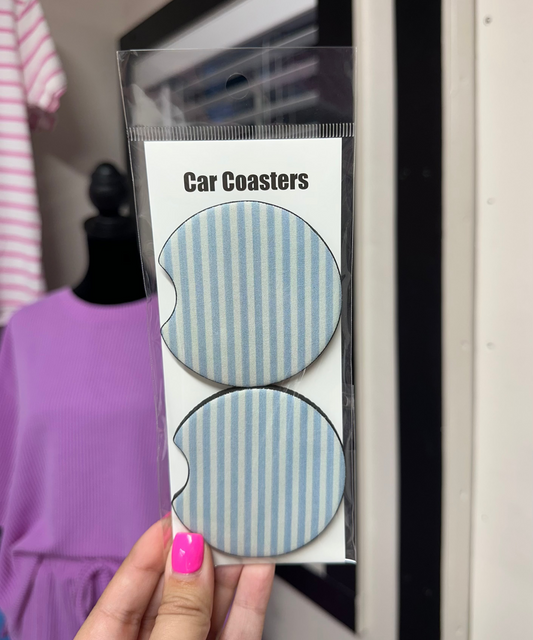 Blue Stripes Car Coasters