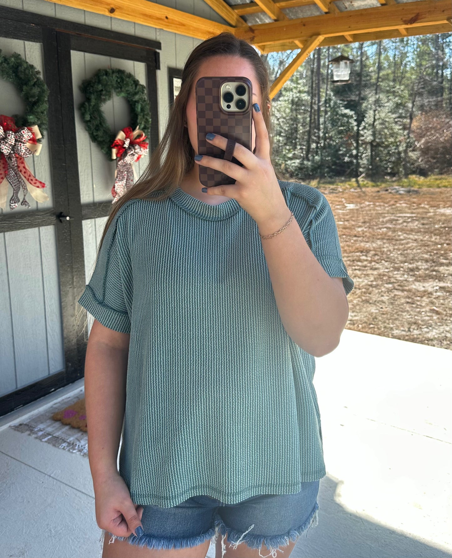 Jade Rib Cuff Sleeve Top