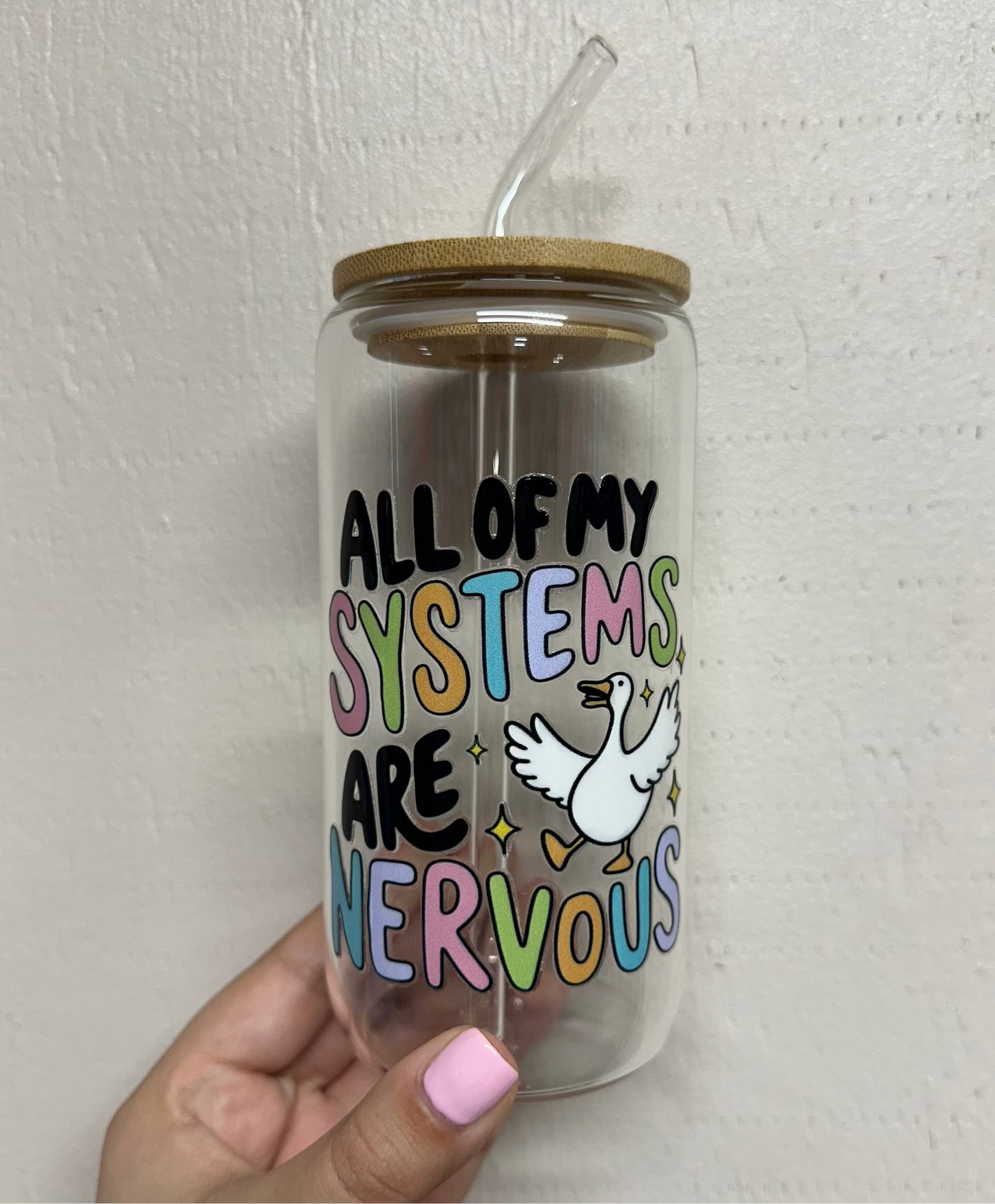 All Of My Systems Are Nervous Beer Can Glass