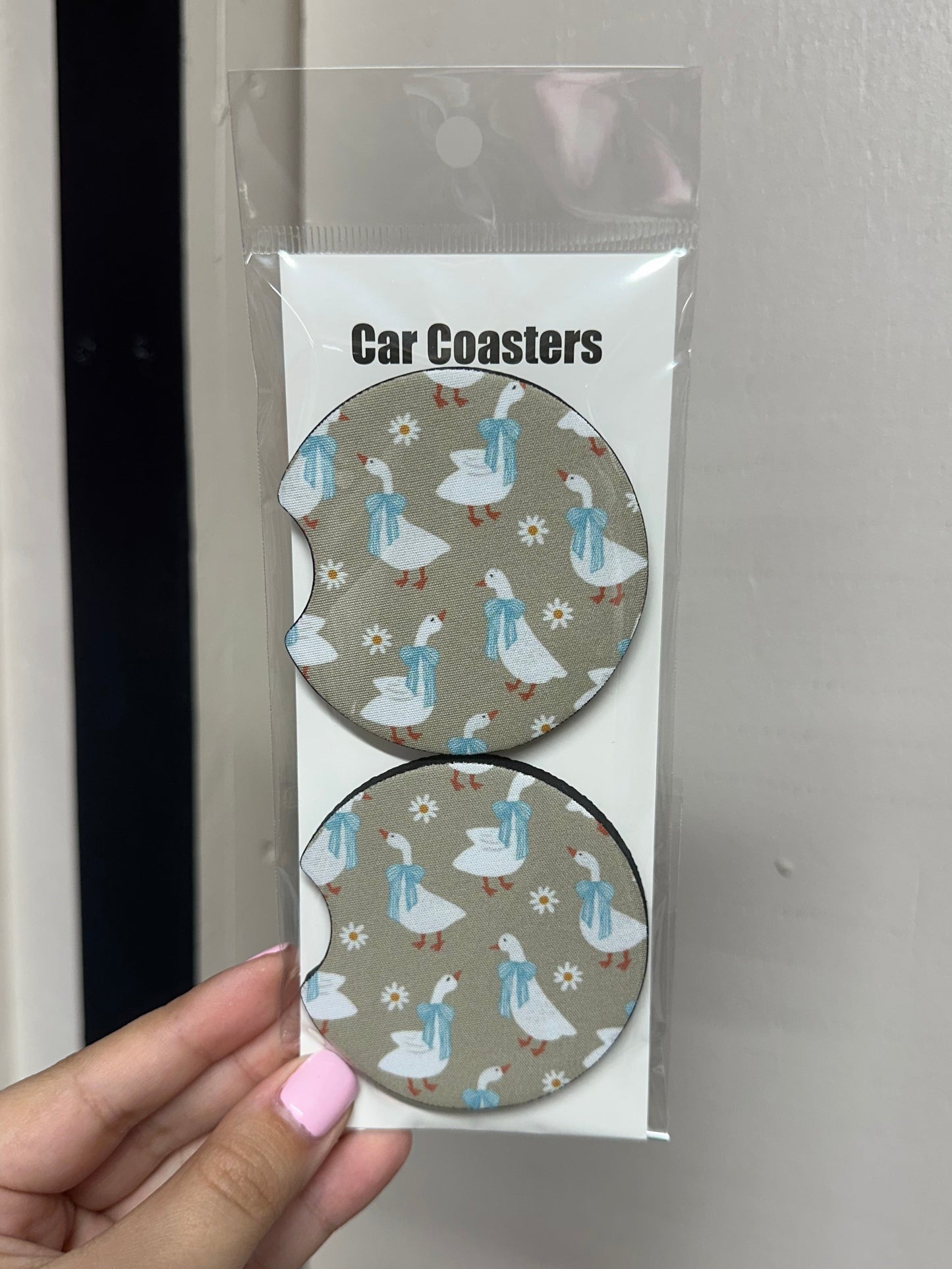 Geese & Flowers Car Coasters