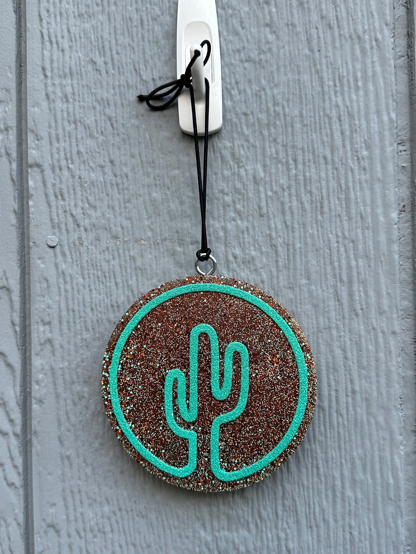 Teal & Glitter Cactus Freshie