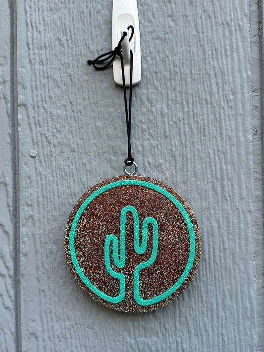 Teal & Glitter Cactus Freshie