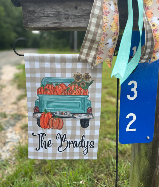 Pumpkin Truck Garden Flag