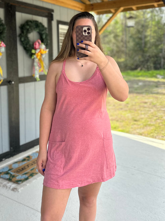 Heather Red Dress With Built-In Romper Liner
