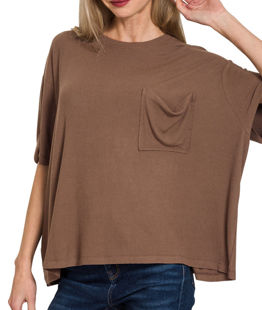 Zenana Oversized Ribbed Short Sleeve