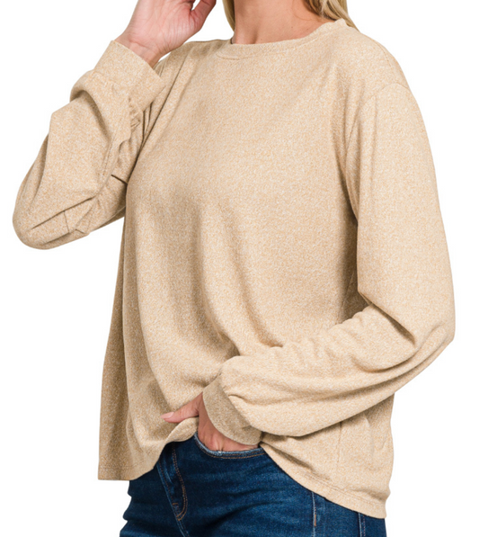 Zenana Soft Round Neck Long Sleeve