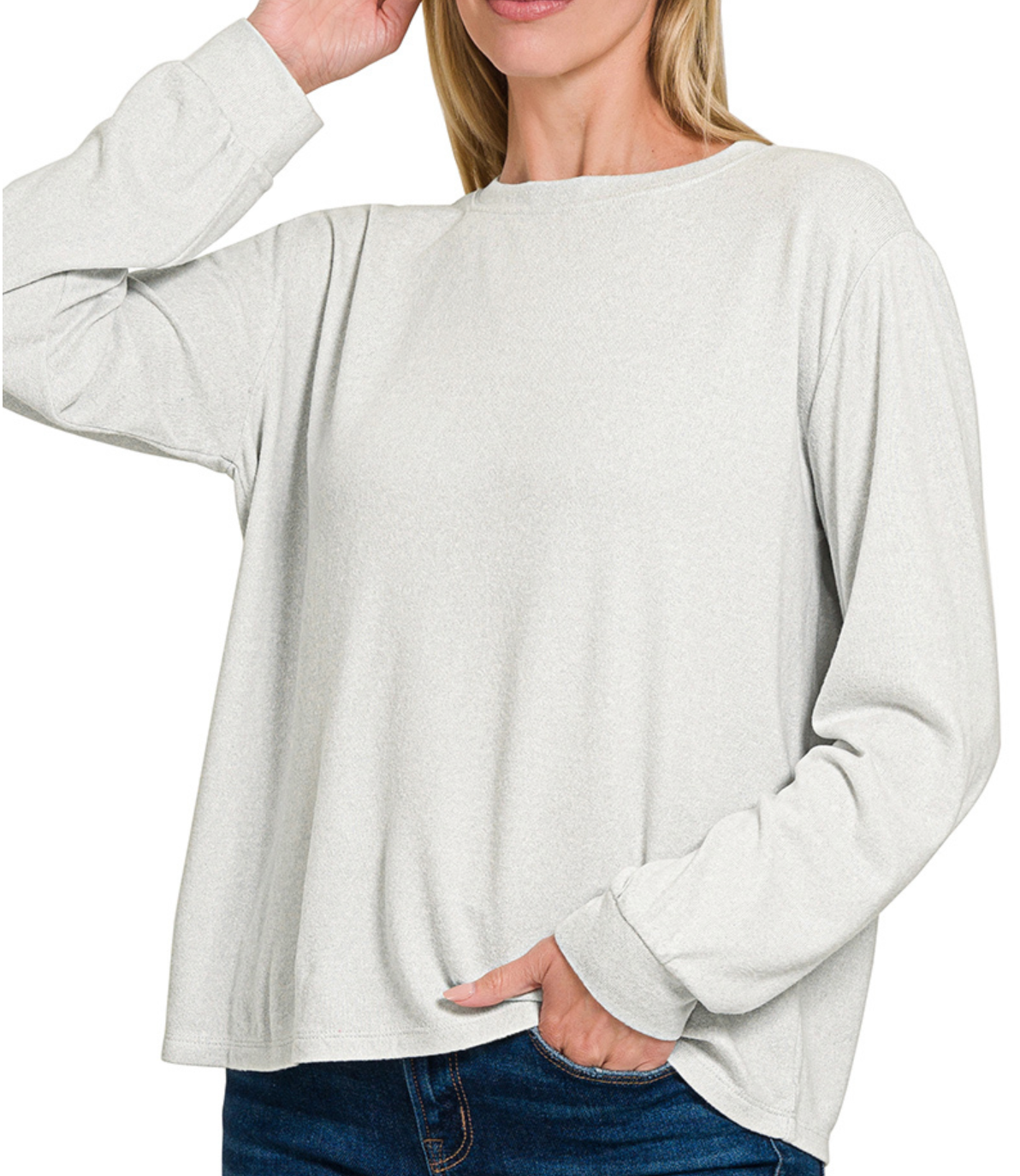 Zenana Soft Round Neck Long Sleeve