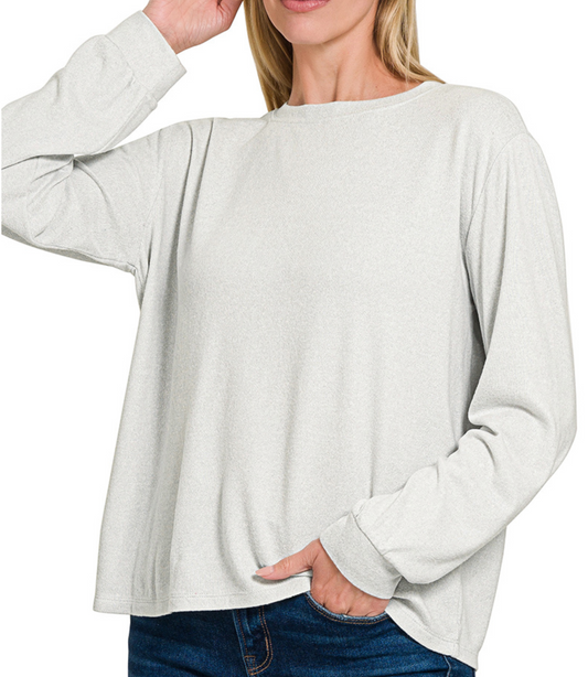 Zenana Soft Round Neck Long Sleeve