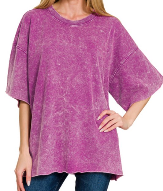 Zenana Acid Wash Oversized Tee